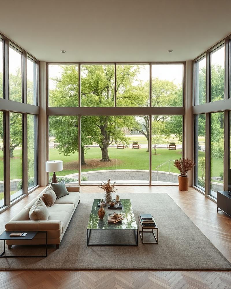 Penthouse reception room opening onto a wrap-around terrace